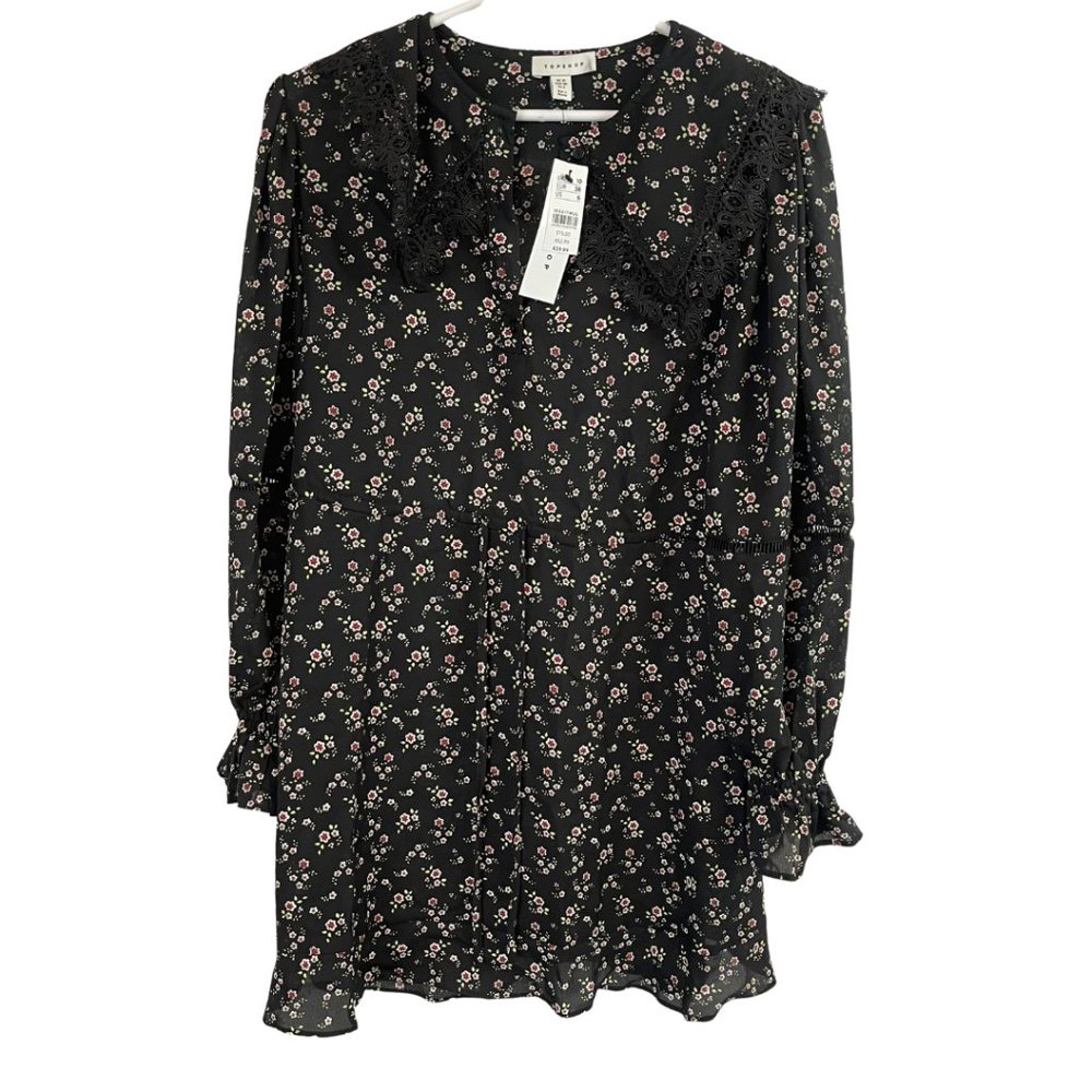 Topshop Size 6 Dress Black Floral